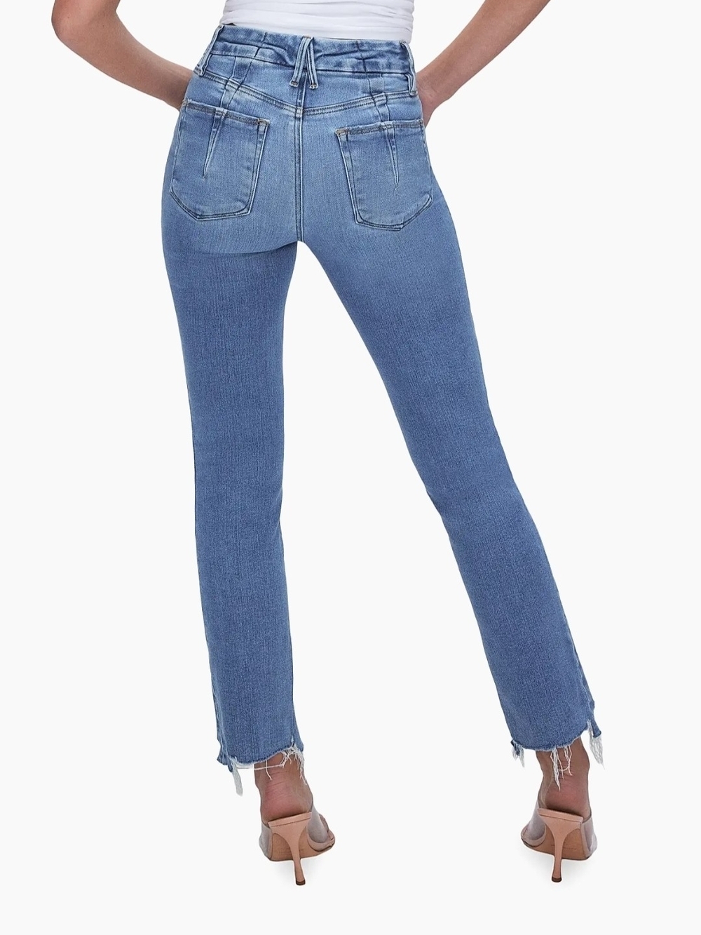 NEW!! Good American 'Good Legs Straight' Mid-Rise Straight Jeans Light Blue,NWT - Picture 4 of 4